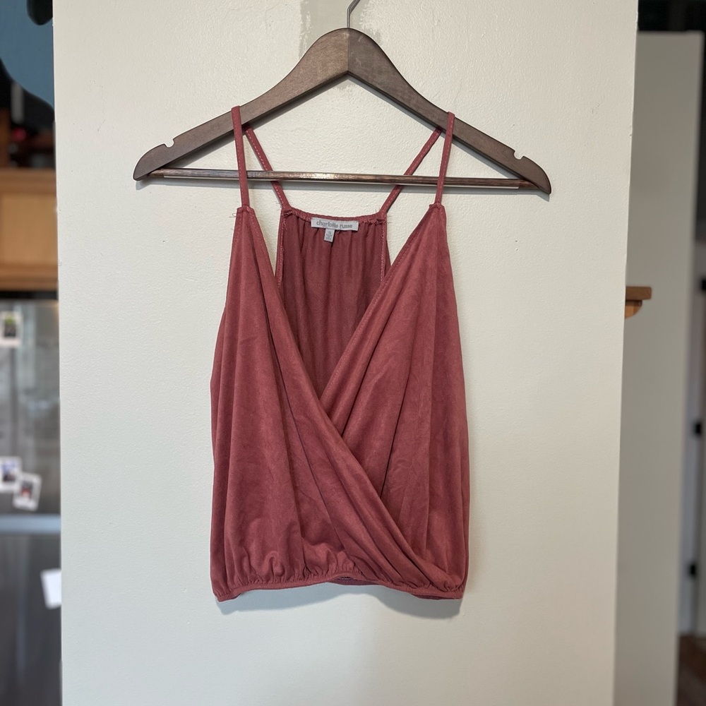 Dusty Rose Suede Wrap Tank